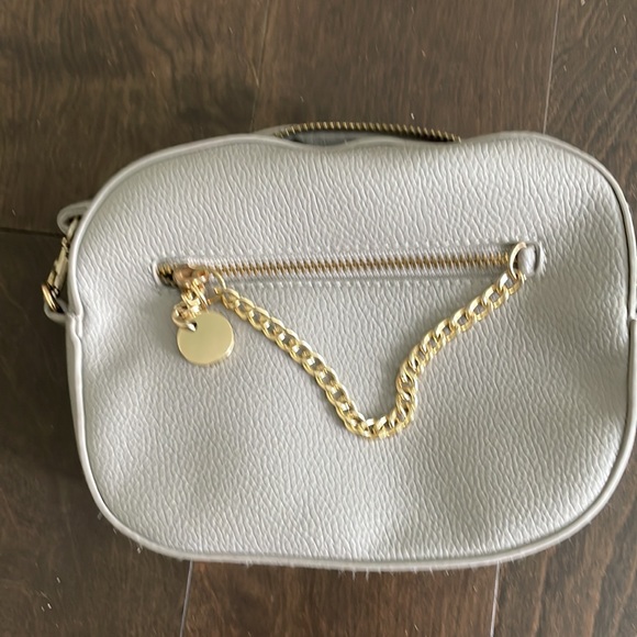 Small Shoulder Purse, Taupe Imitation Leather with lining - Picture 3 of 4